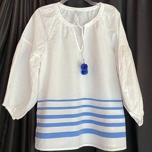 Tommy Bahama M Pom-Pom Tie Striped Top Size M